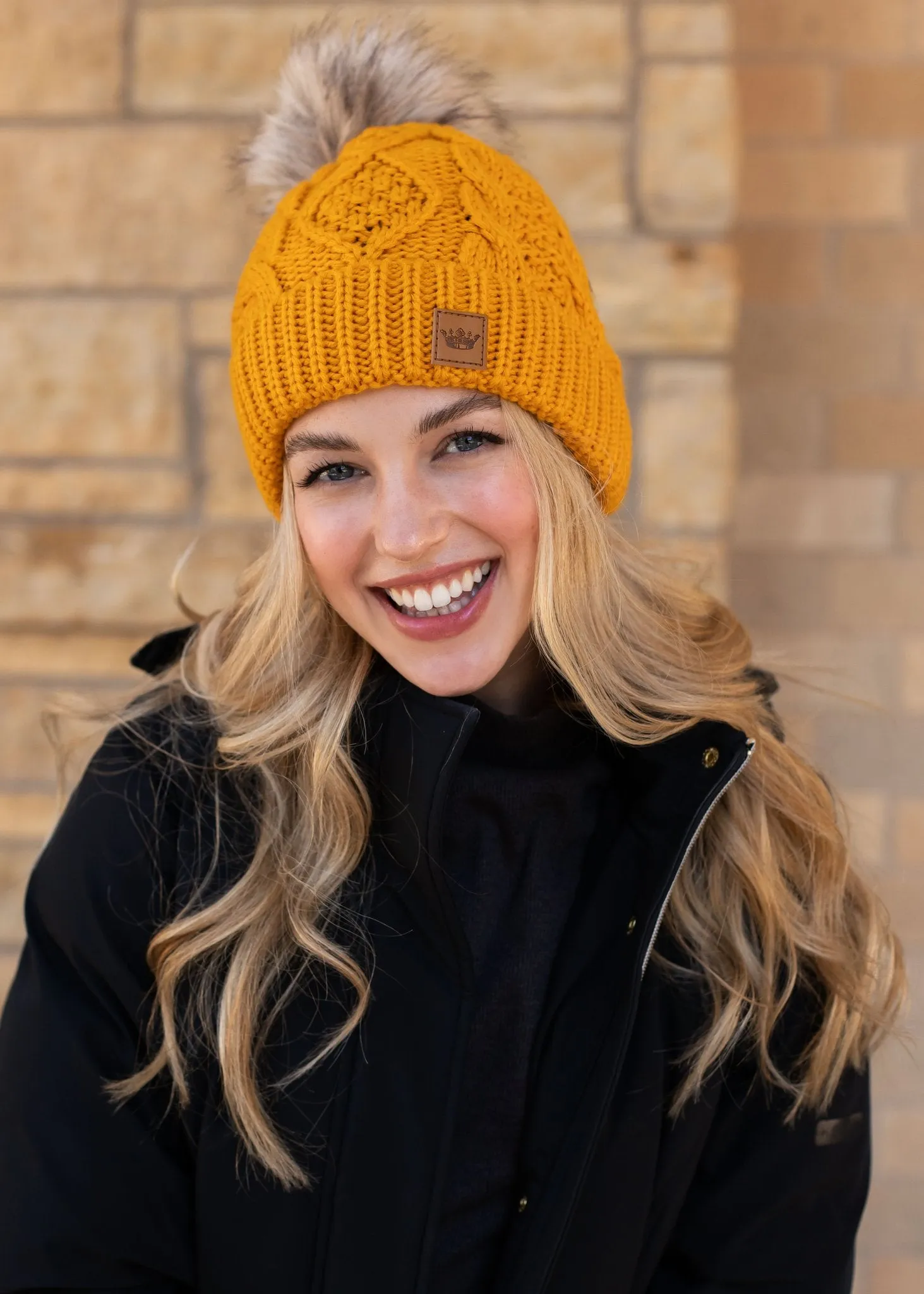 Panache Cuffed Cable Knit Fleece Lined Hat