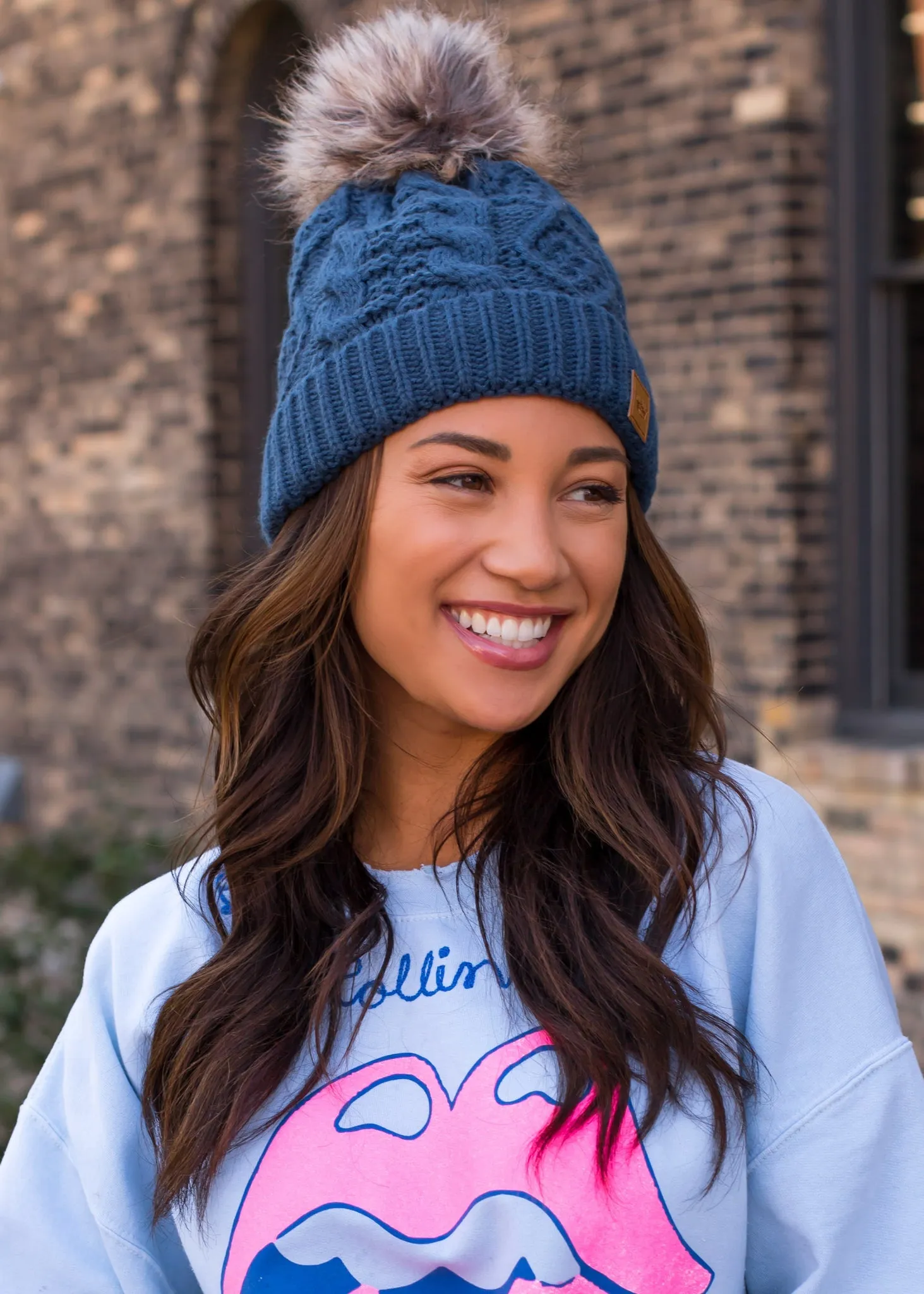 Panache Cuffed Cable Knit Fleece Lined Hat