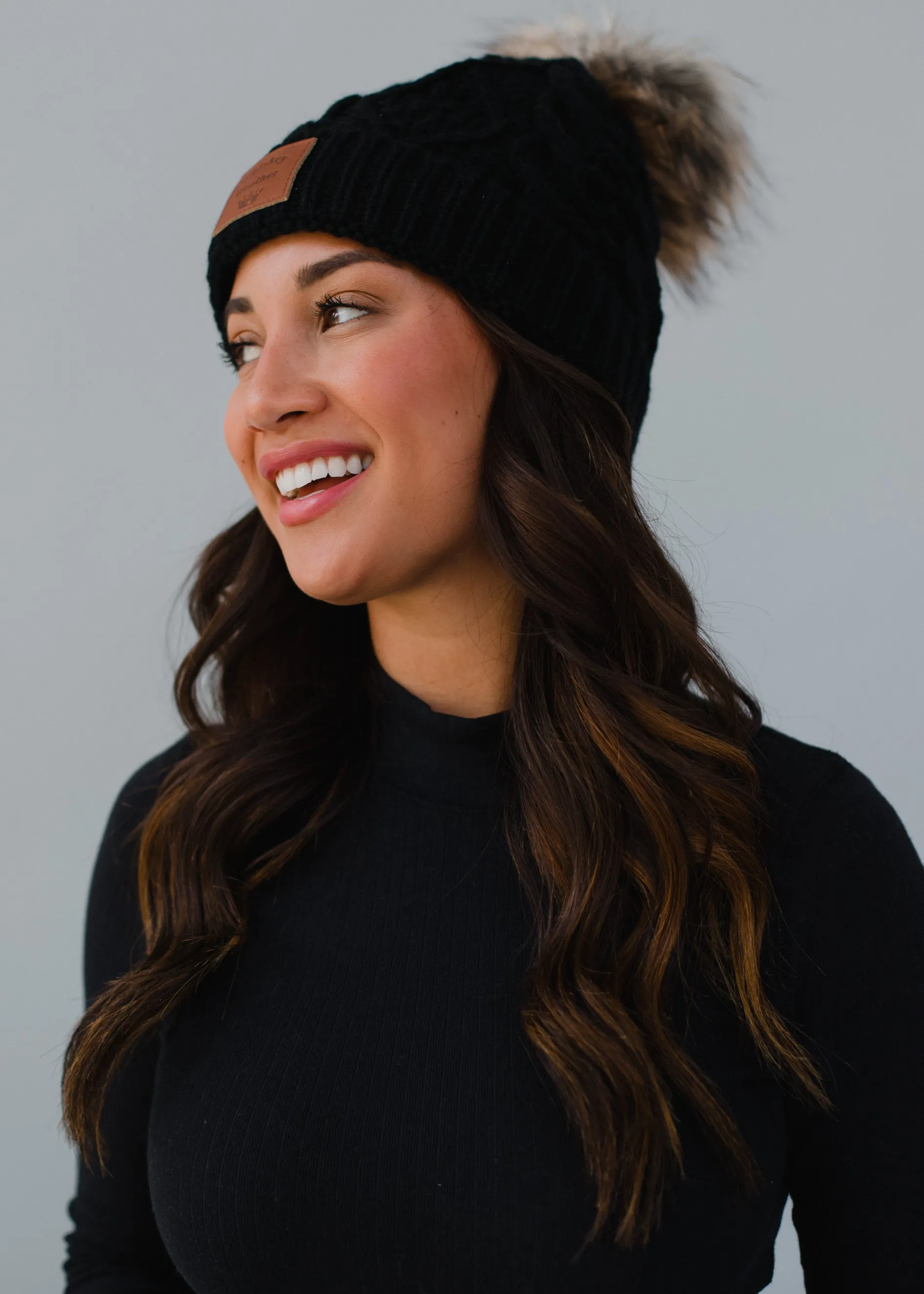 Panache Cuffed Cable Knit Fleece Lined Hat