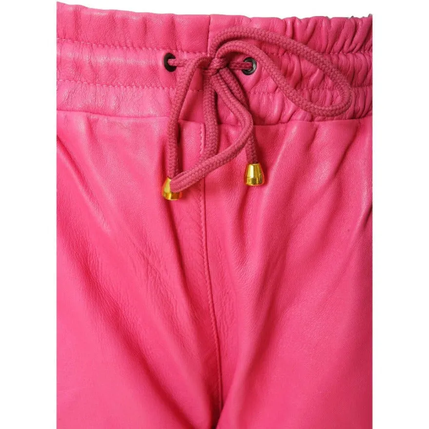 Pink Leather Joggers