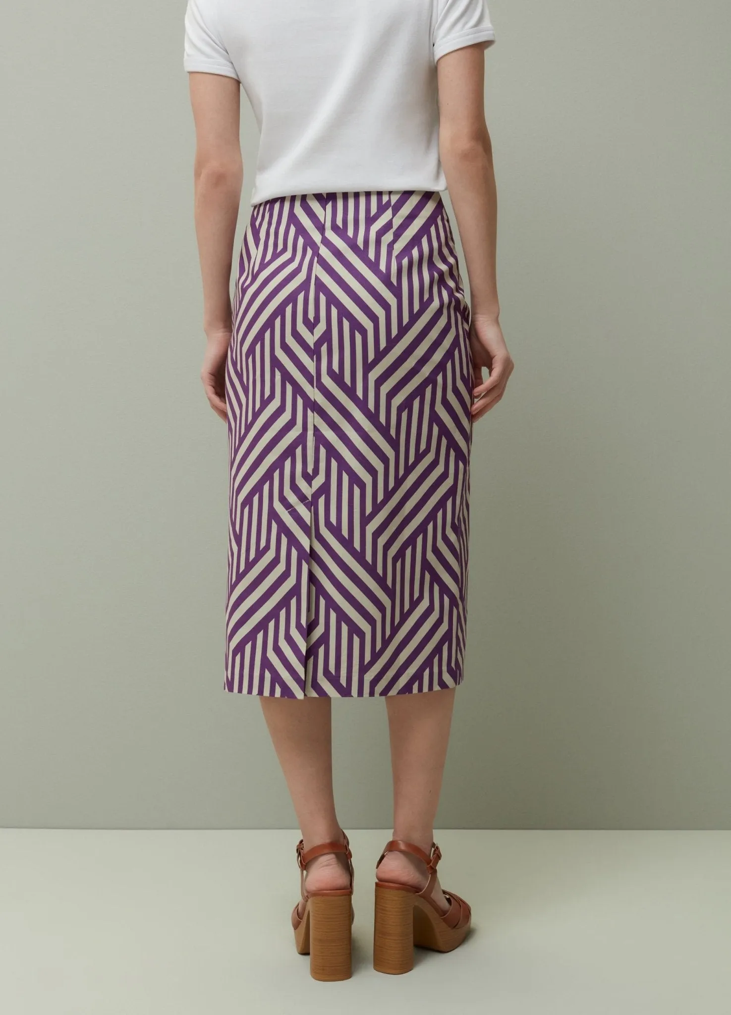 PIOMBO twill pencil skirt with all-over print