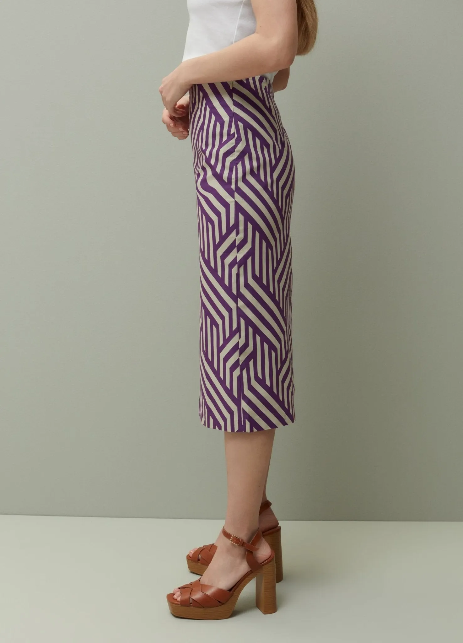 PIOMBO twill pencil skirt with all-over print