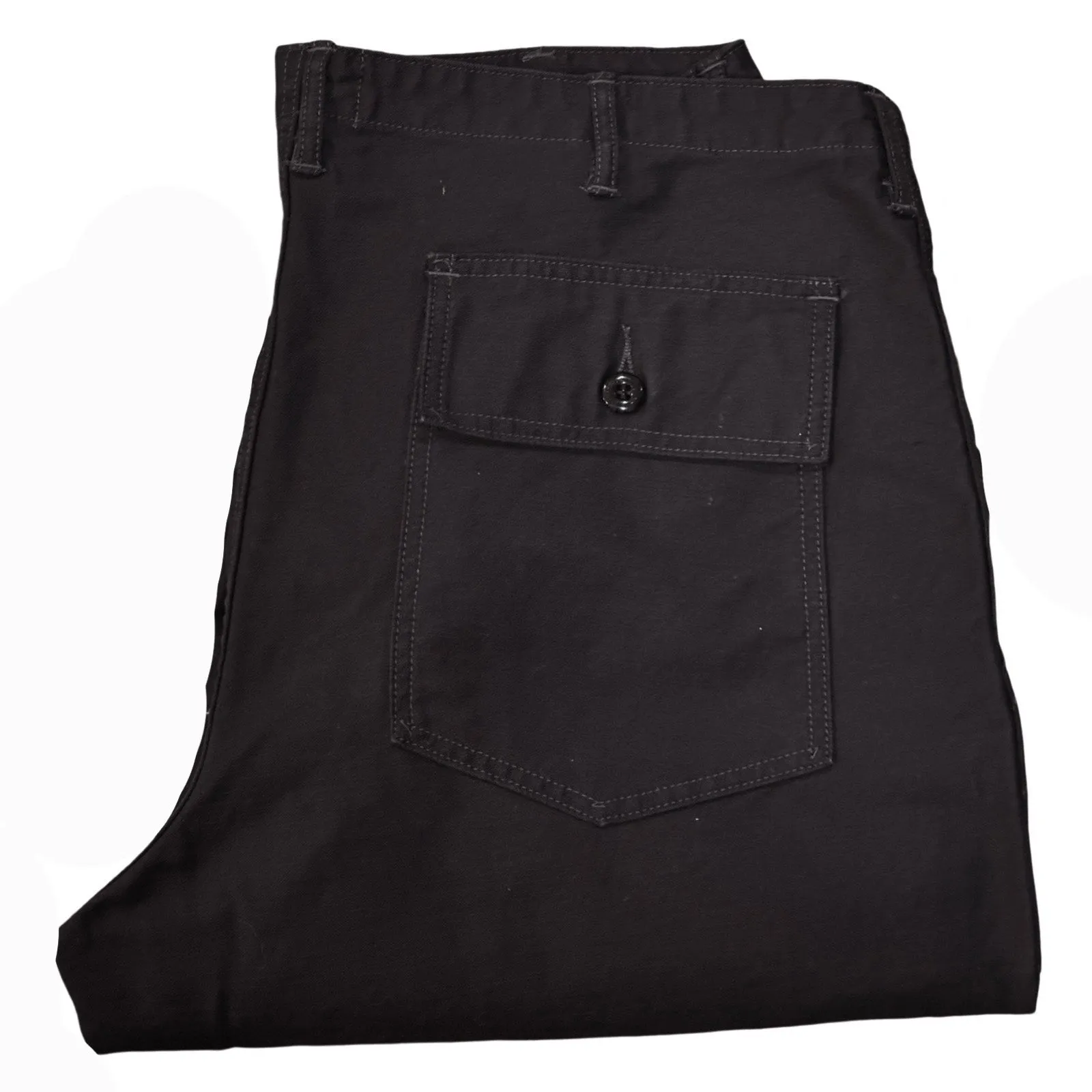 Pre Order - 107 60's era GI chinos in 12 oz West Point Black Baker Back Cotton Satin mid to end January