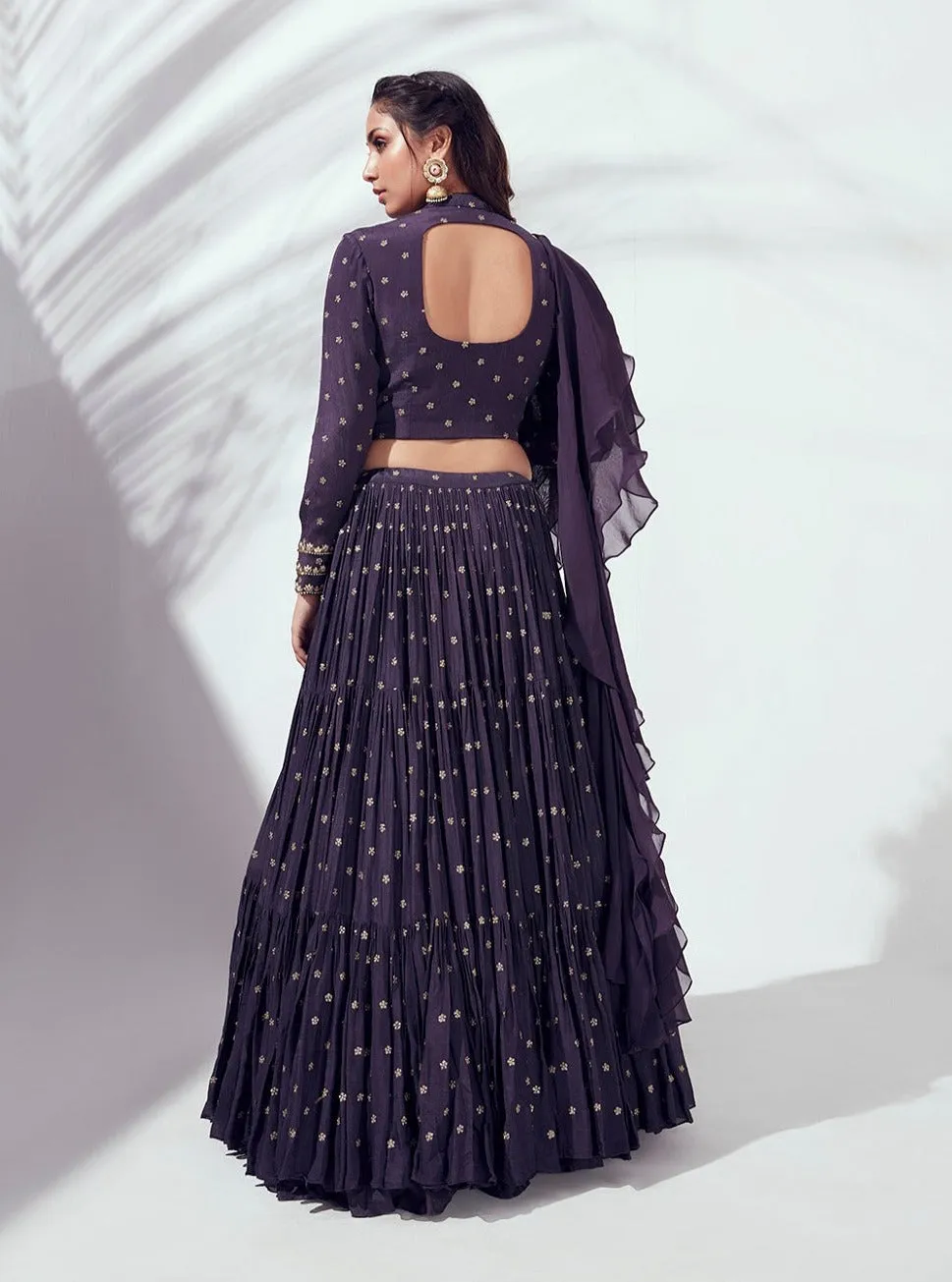 Purple Layered Lehenga Set