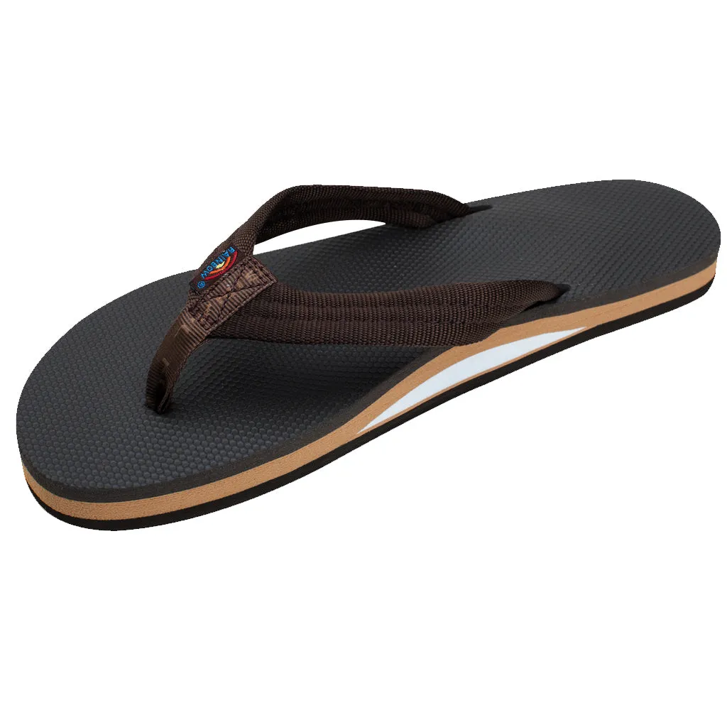 Rainbow Sandals Men's Single Layer Rubber Top 3/4" Strap -  Brown