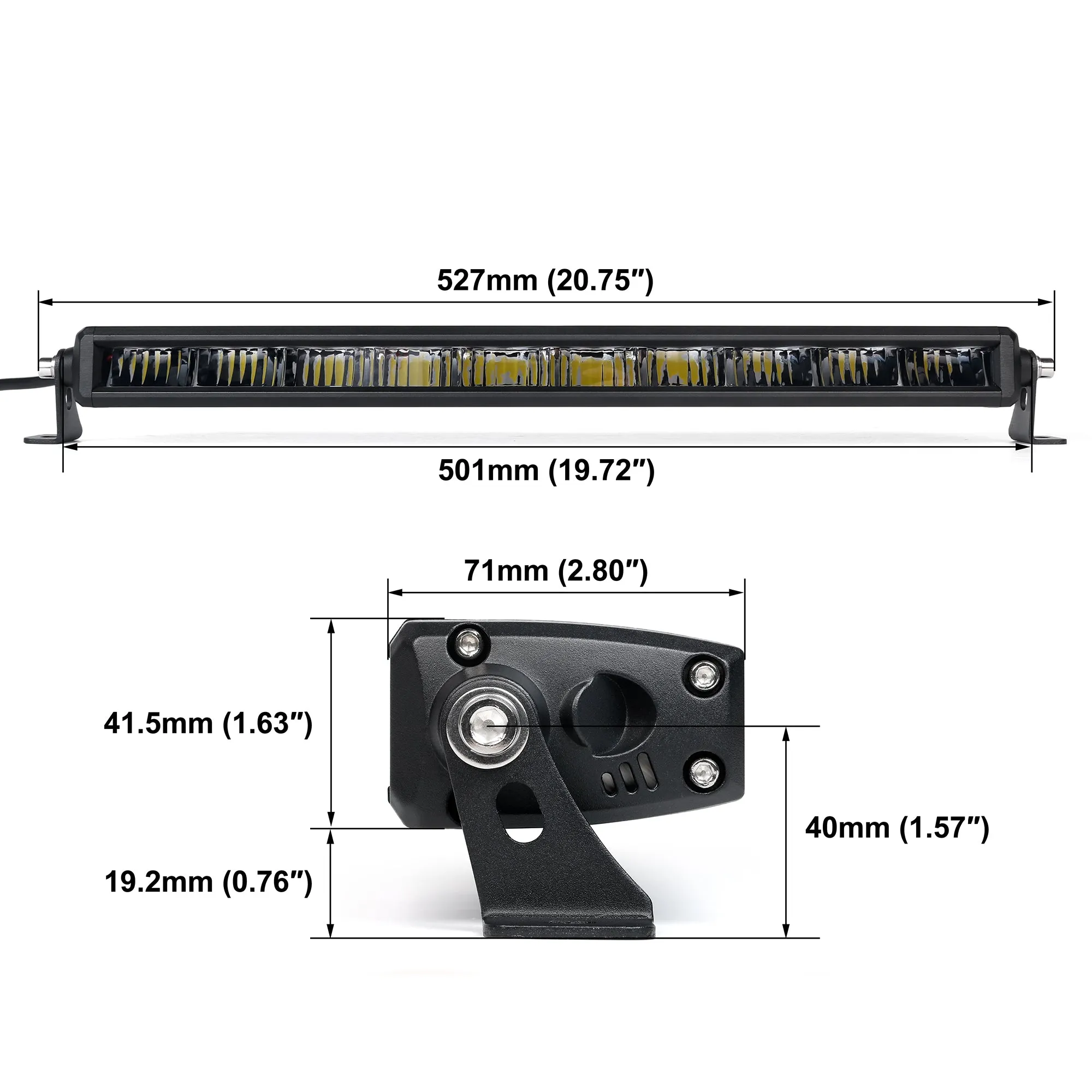 Rock Series 20 Inch Single Row LED Off-Road Light Bar High Power with Bracket