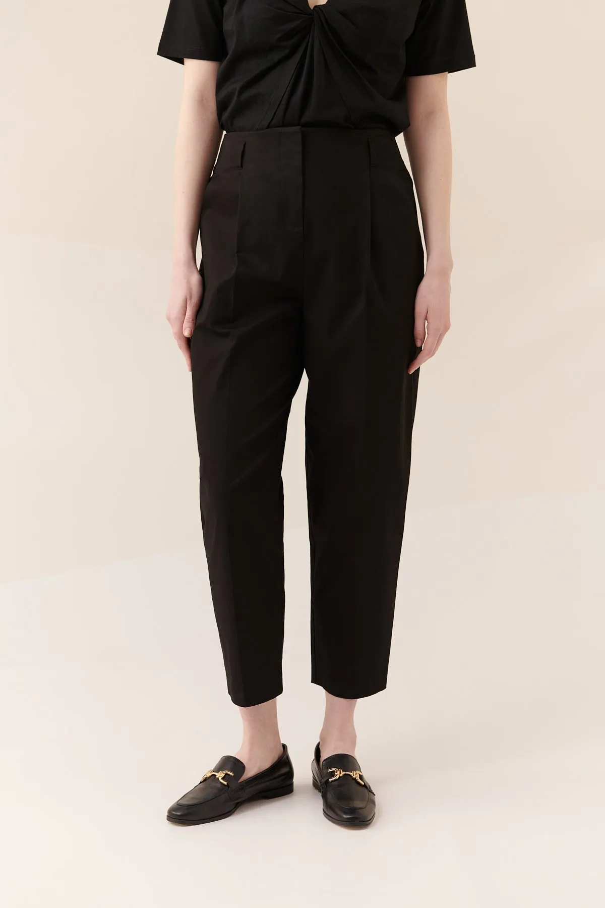 Roman Solid Straight Cut Trousers Black