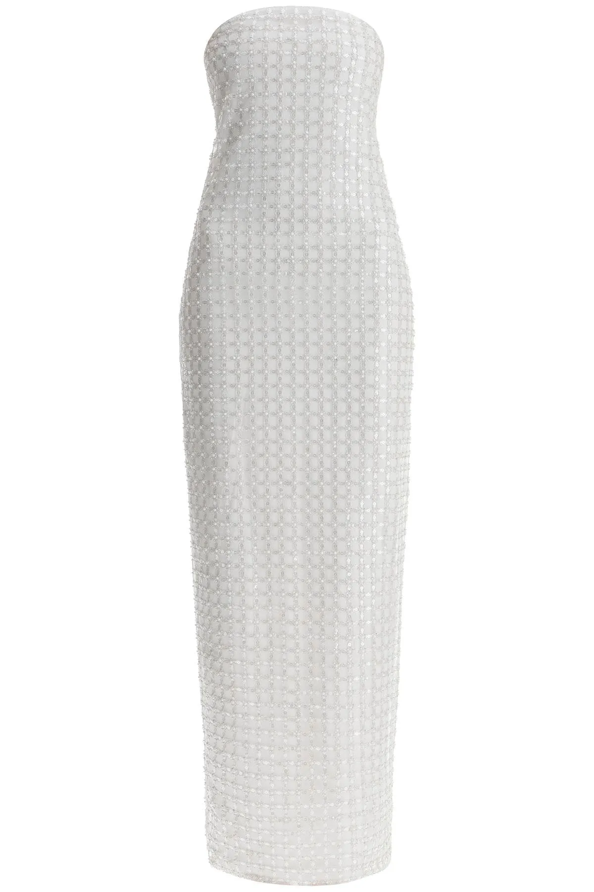 Rotate long white cotton bodycon dress with beads strapless