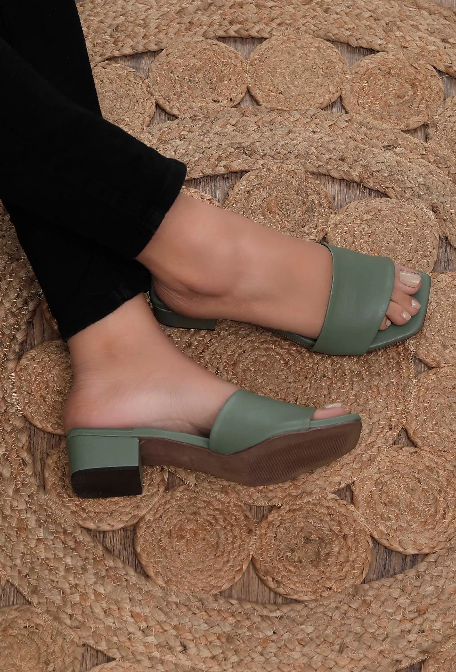 Sage Green Cruelty Free Leather Heels