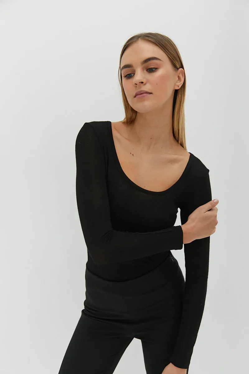 Semi Sheer Top - Black