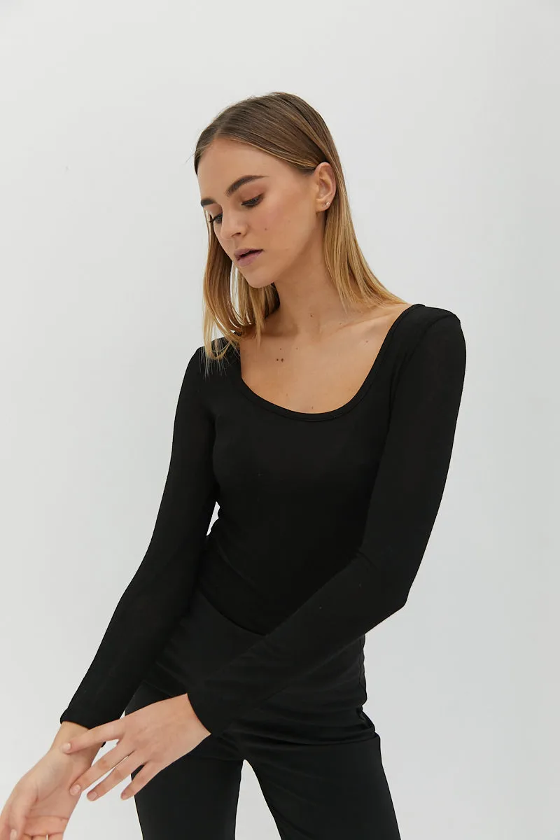 Semi Sheer Top - Black