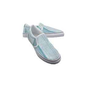 So#29 Men's Slip On Sneakers. Blue pattern.