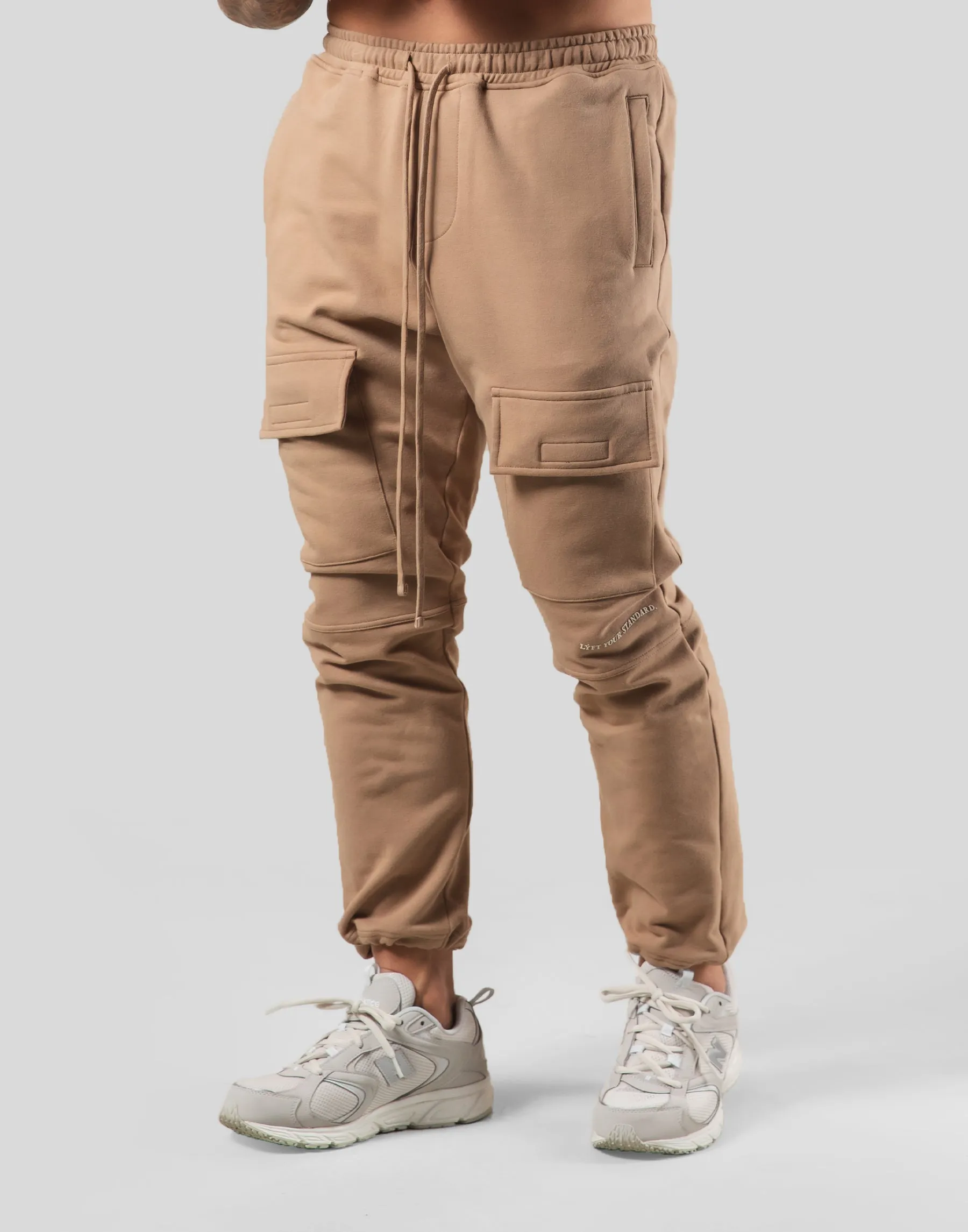 Stretch Sweat Cargo Pants - Beige