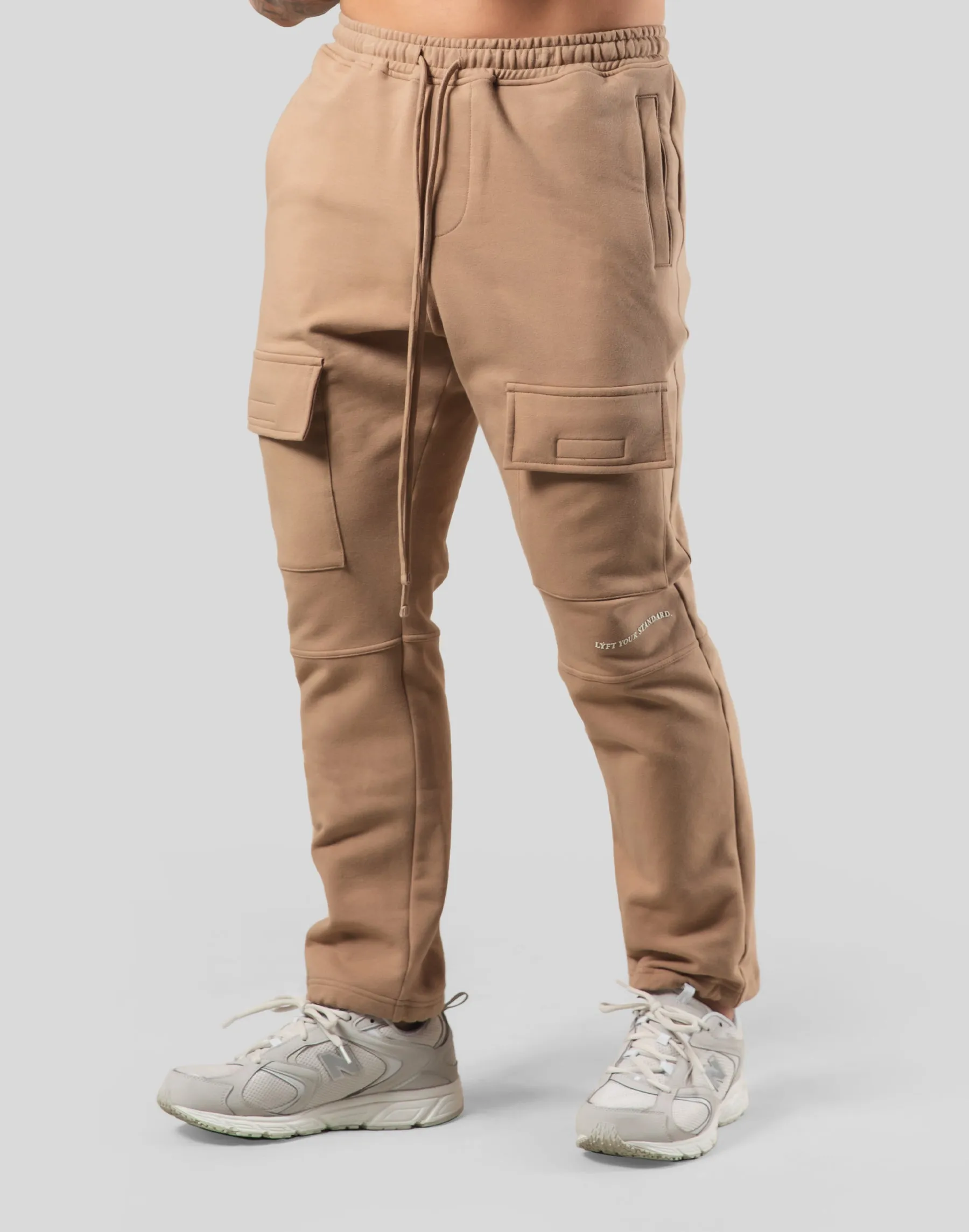 Stretch Sweat Cargo Pants - Beige