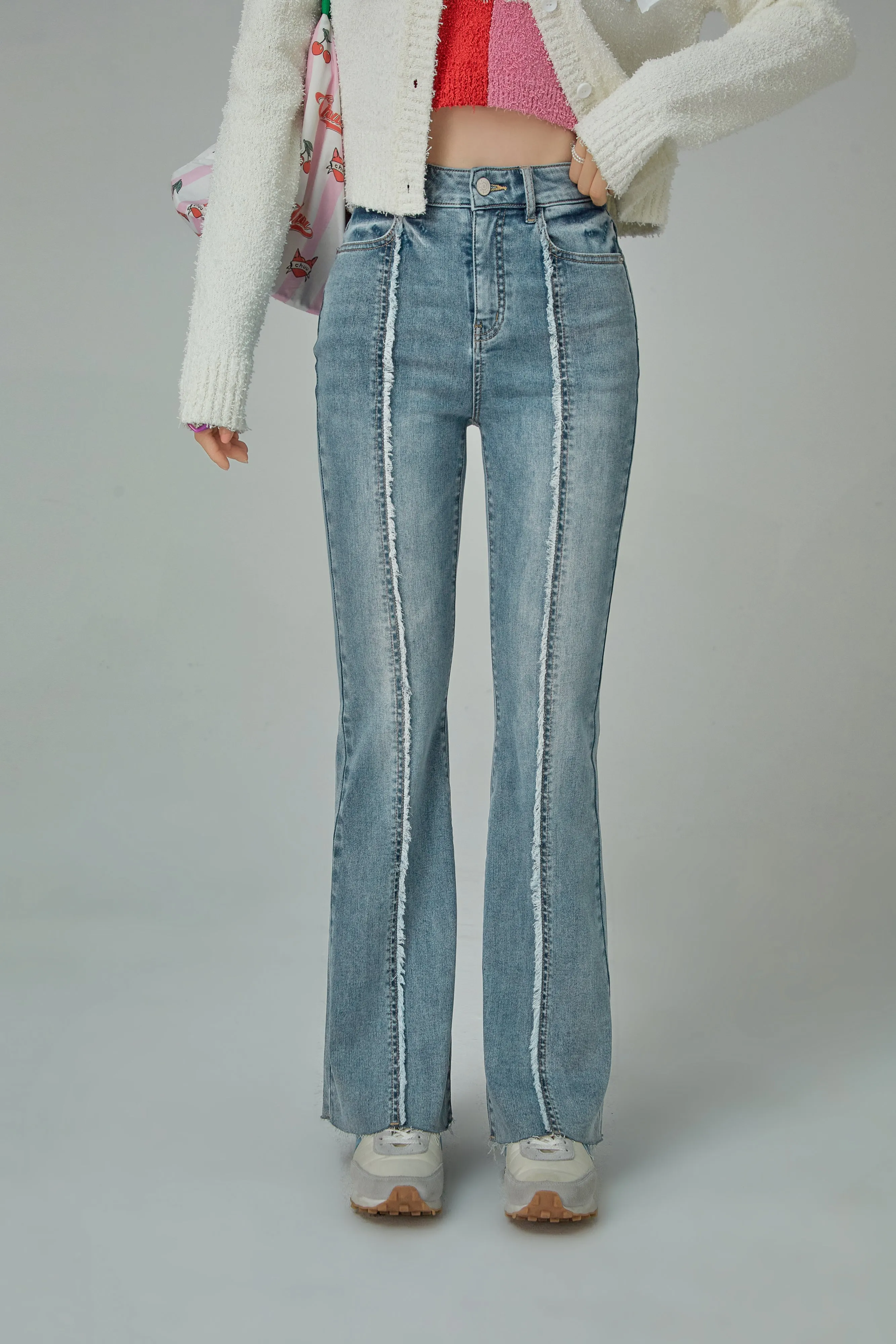 Sunshine High Waist Bootcut Washed Denim Pants