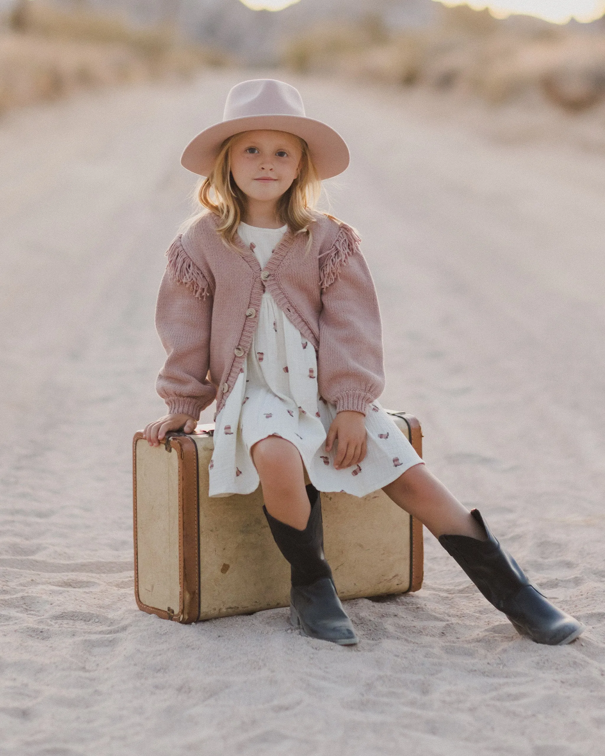 The Fringe Cardigan by Rylee   Cru - Rose - KIDS