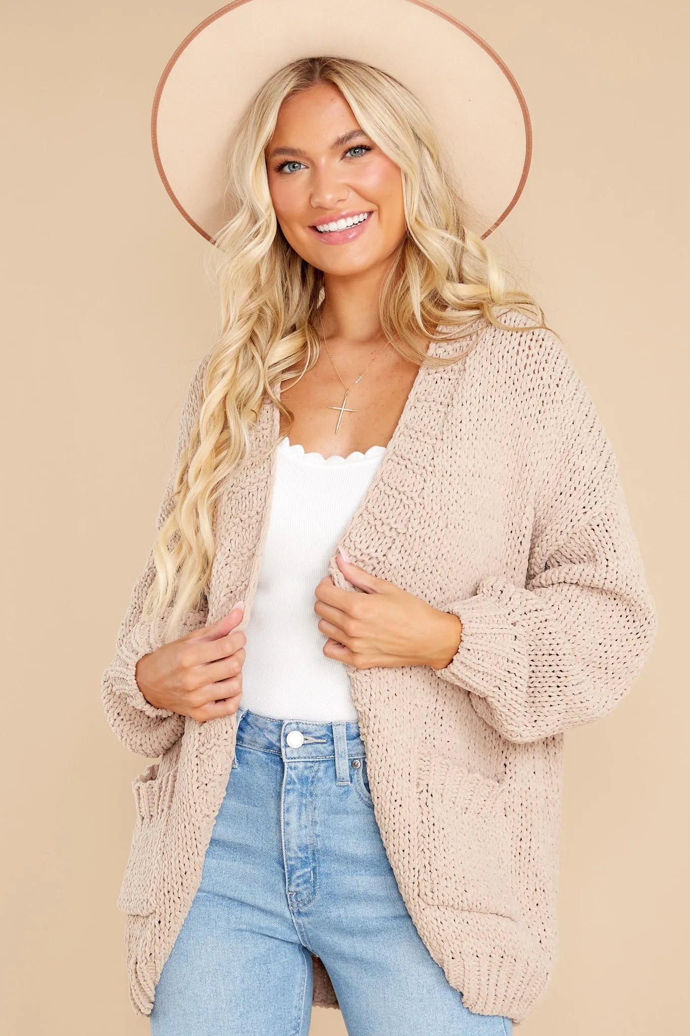 The Right Moment Taupe Knit Cardigan