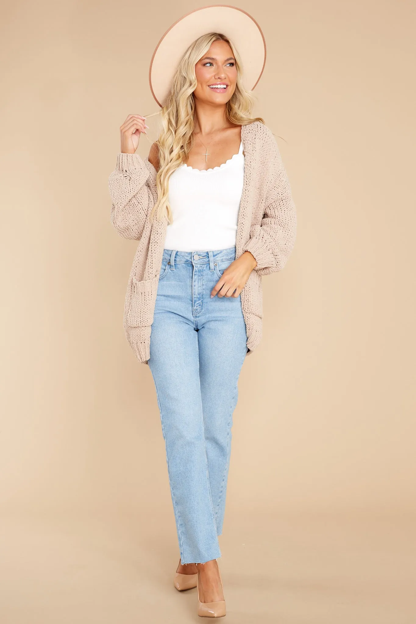 The Right Moment Taupe Knit Cardigan