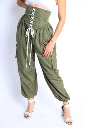 Tie Detailed High Waist Jogger Pants