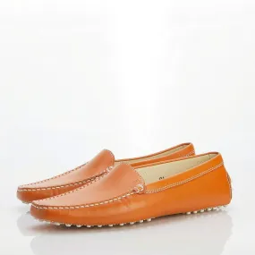 Tod's Leather Orange Flat Moccasin Style Driving Shoe UK Size 7.