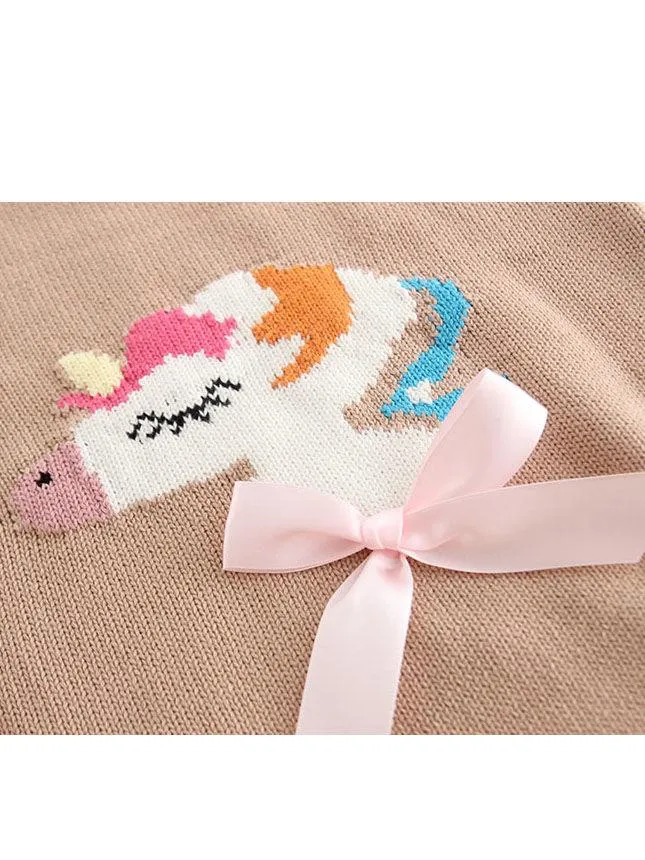 Unicorn Bow Cotton Onesie Suspender Knitwear Baby Boy Girl Crochet Romper