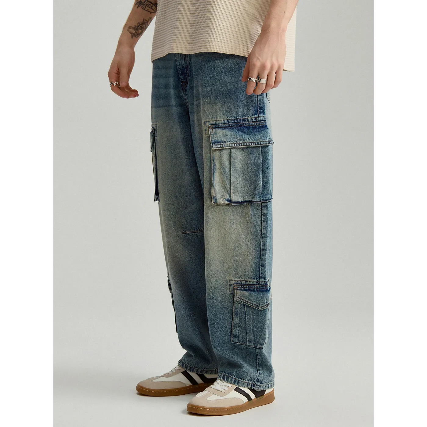 Vintage Blue Baggy Cargo Jeans