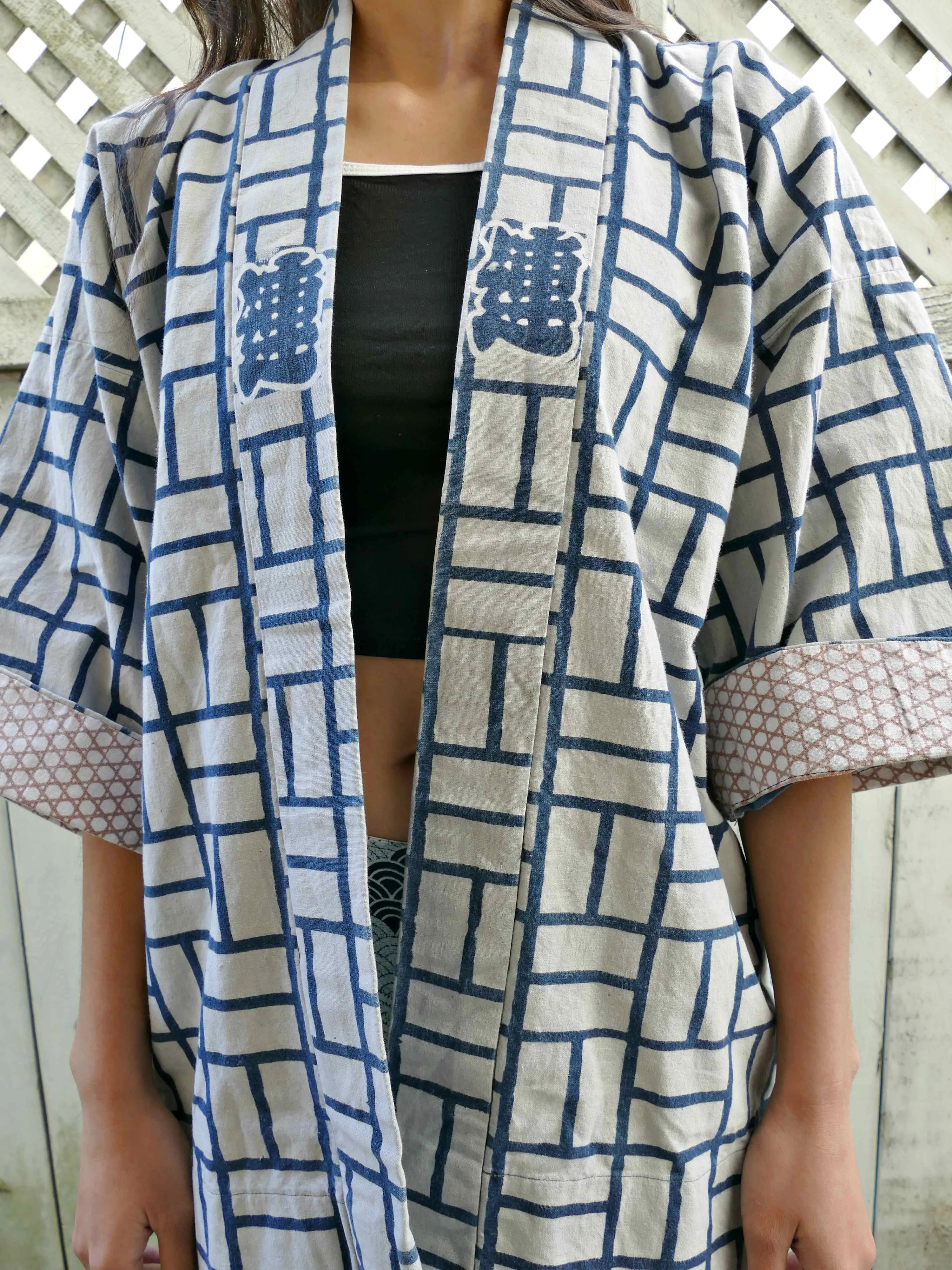 vintage indigo dye hanten kimono jacket【纏】