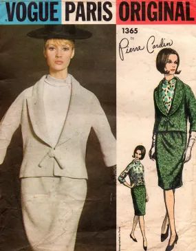 Vogue Paris Original 1365 Classic PIERRE CARDIN Womens Mod Skirt Suit & Blouse 1960s Vintage Sewing Pattern Size 16 Bust 36 inches