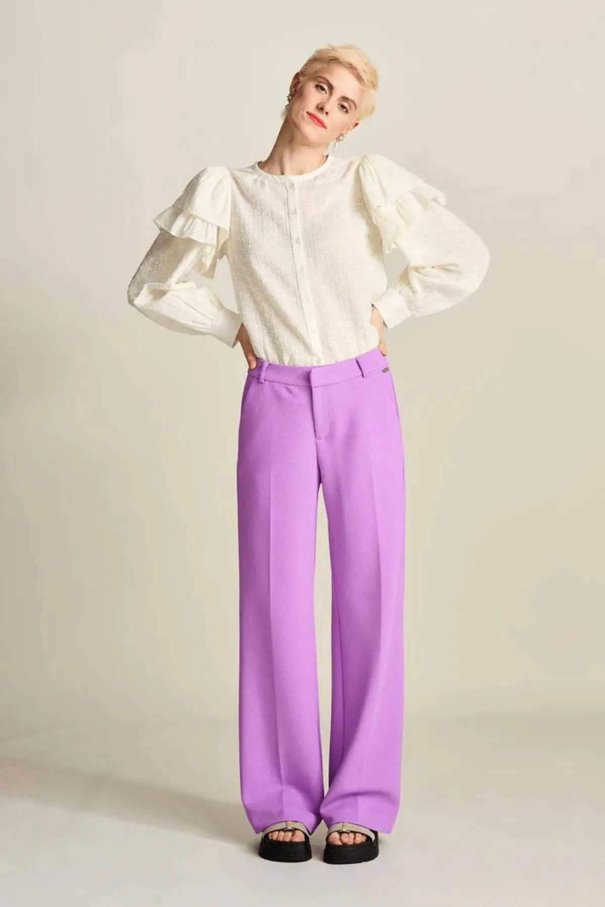 WIDE LEG PANT PIQUE PURPLE