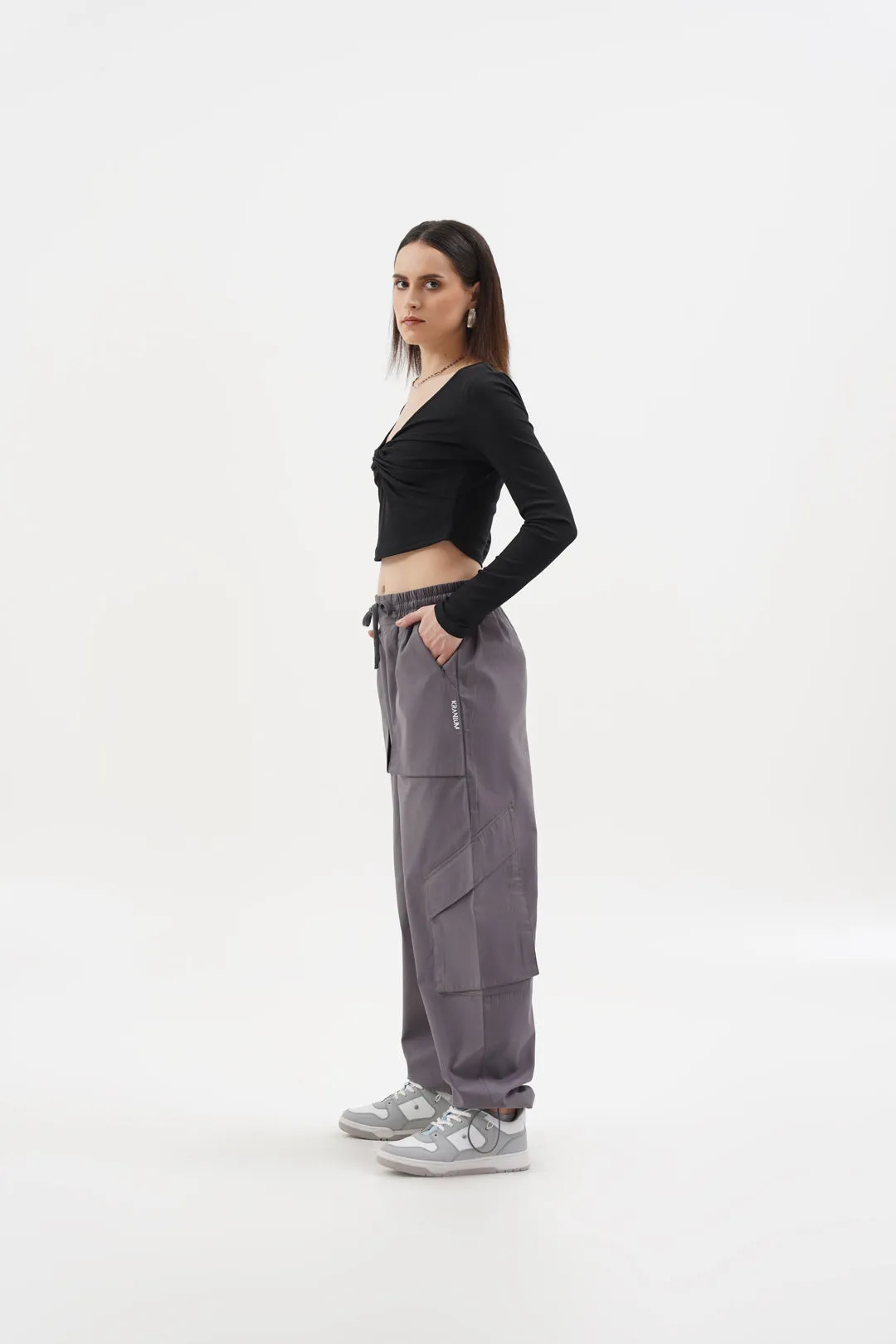 Women NOMAD Slate Grey Parachute Pants