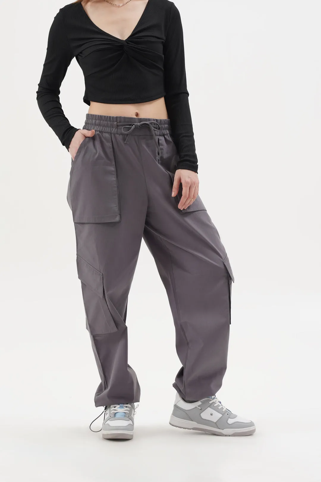 Women NOMAD Slate Grey Parachute Pants