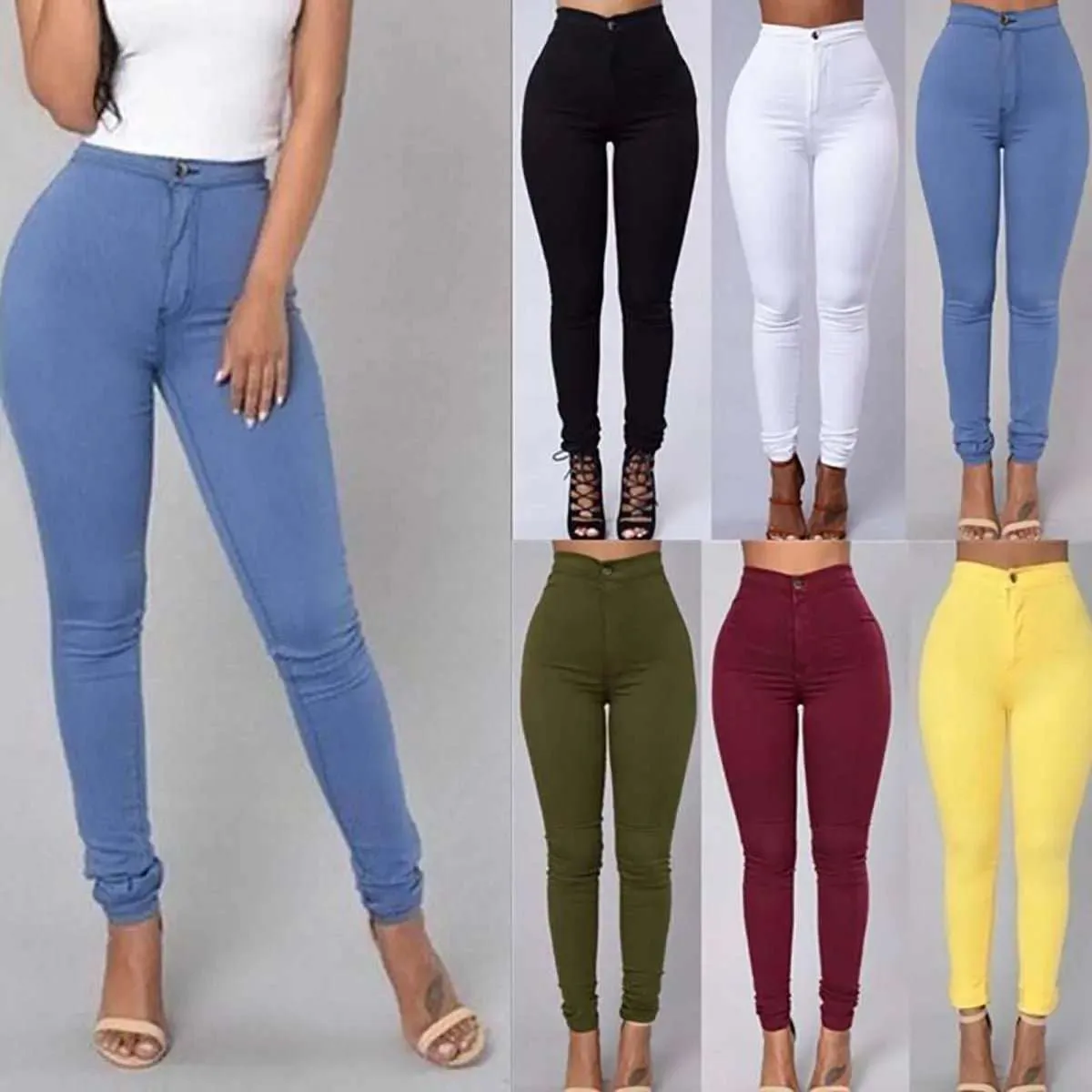 Women Pants Thin High Waist Solid Color Slim Fit Lady Pencil Trousers for Street Wear