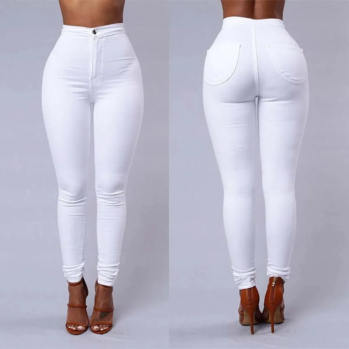 Women Pants Thin High Waist Solid Color Slim Fit Lady Pencil Trousers for Street Wear