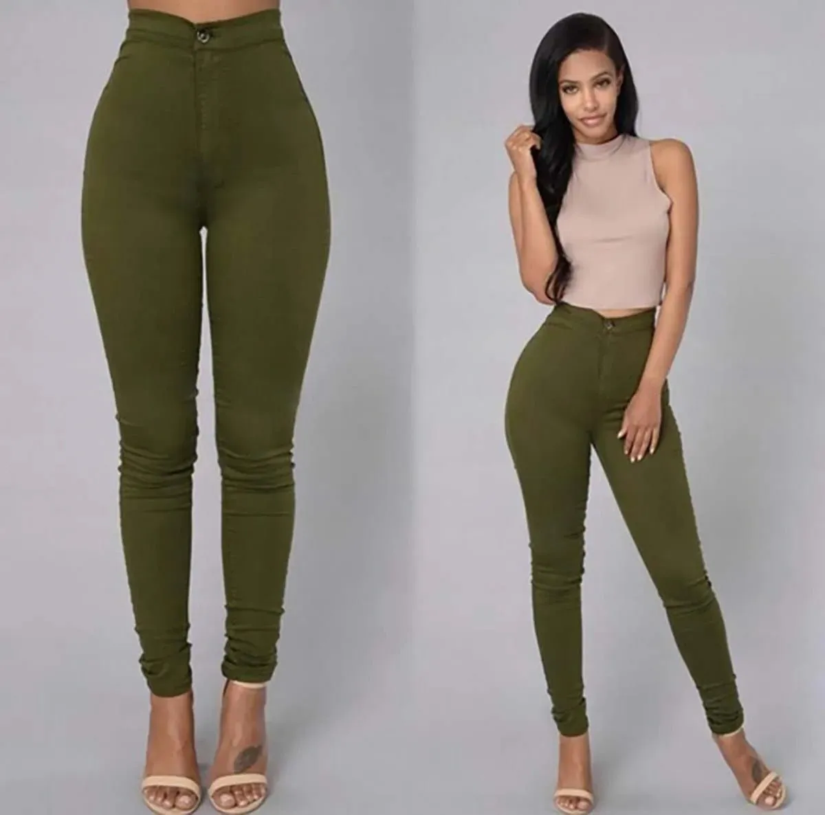 Women Pants Thin High Waist Solid Color Slim Fit Lady Pencil Trousers for Street Wear