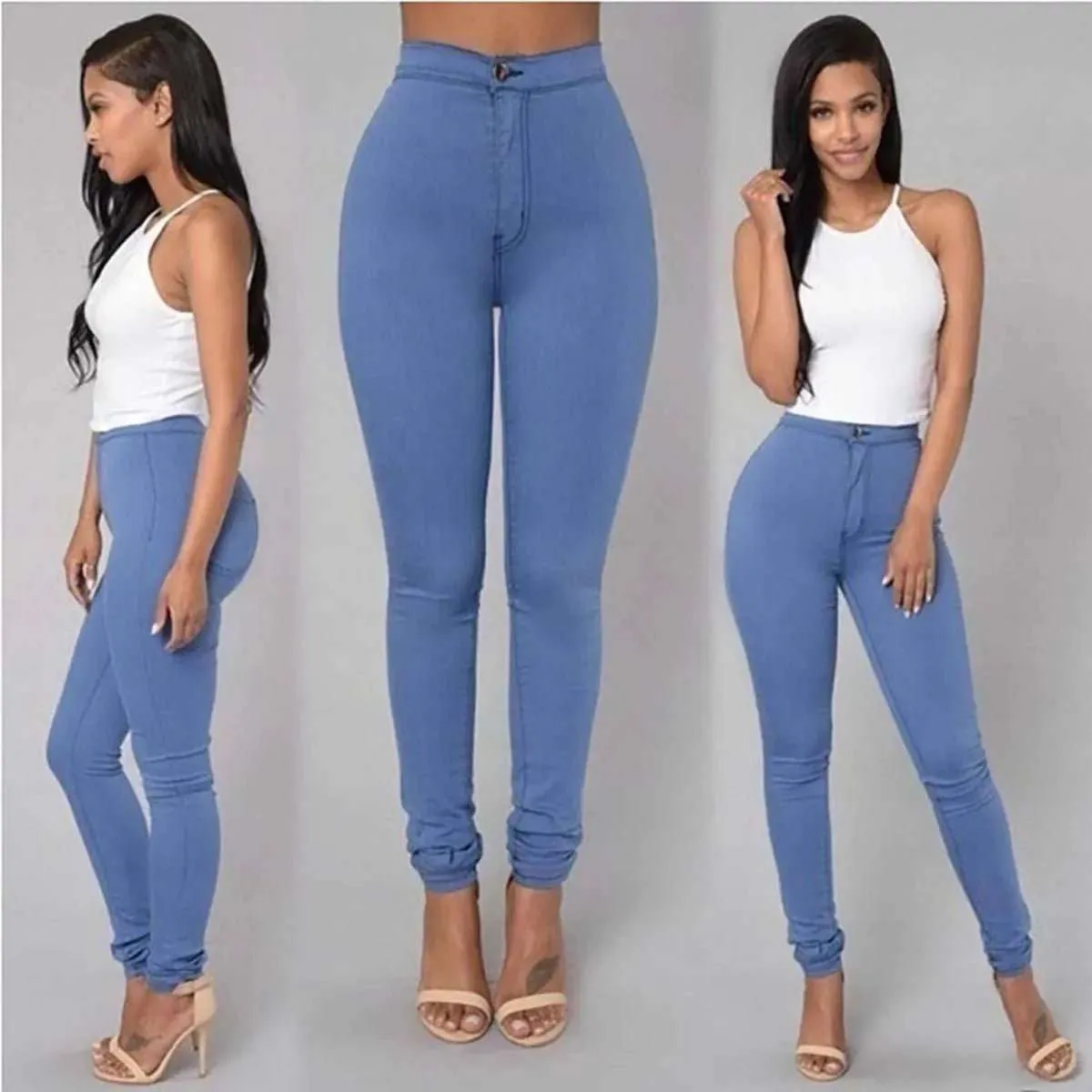 Women Pants Thin High Waist Solid Color Slim Fit Lady Pencil Trousers for Street Wear