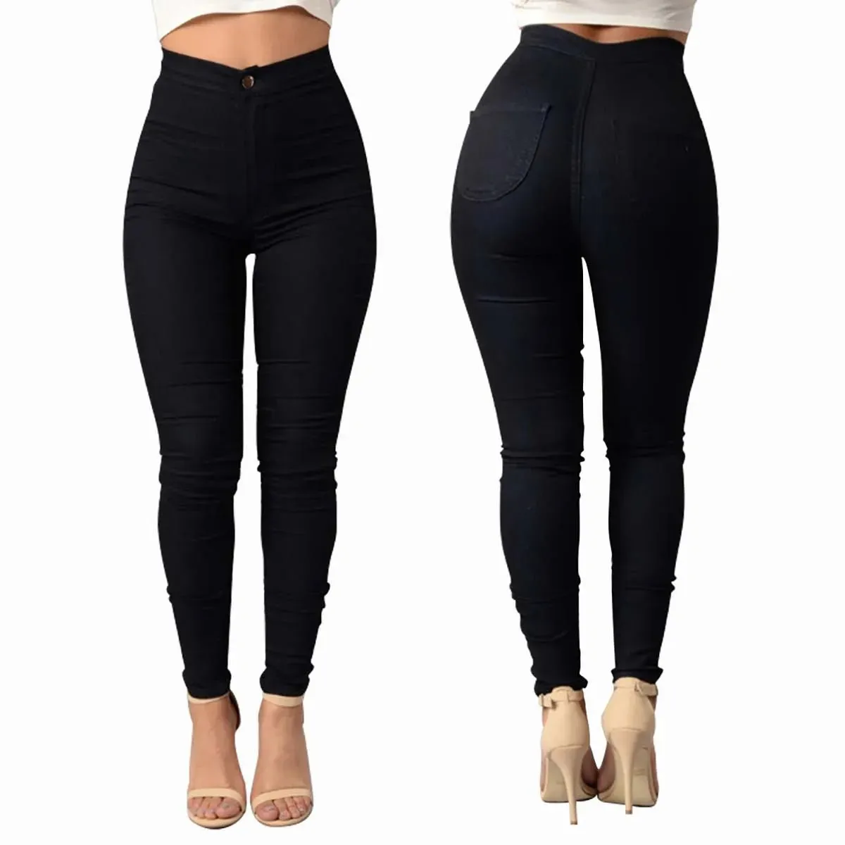 Women Pants Thin High Waist Solid Color Slim Fit Lady Pencil Trousers for Street Wear