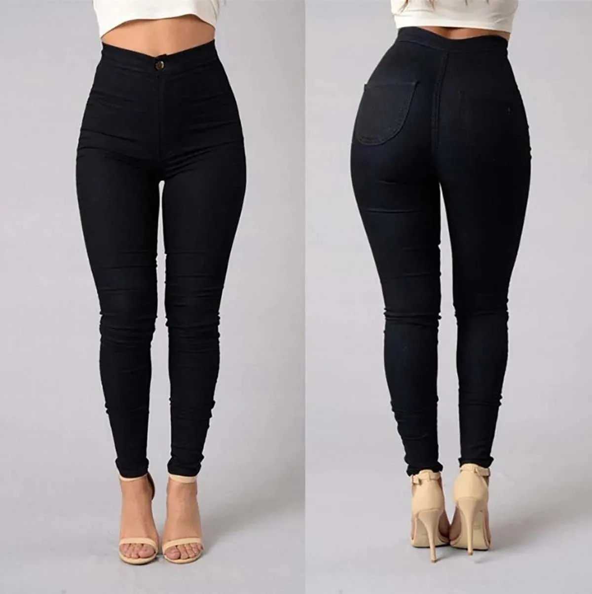 Women Pants Thin High Waist Solid Color Slim Fit Lady Pencil Trousers for Street Wear