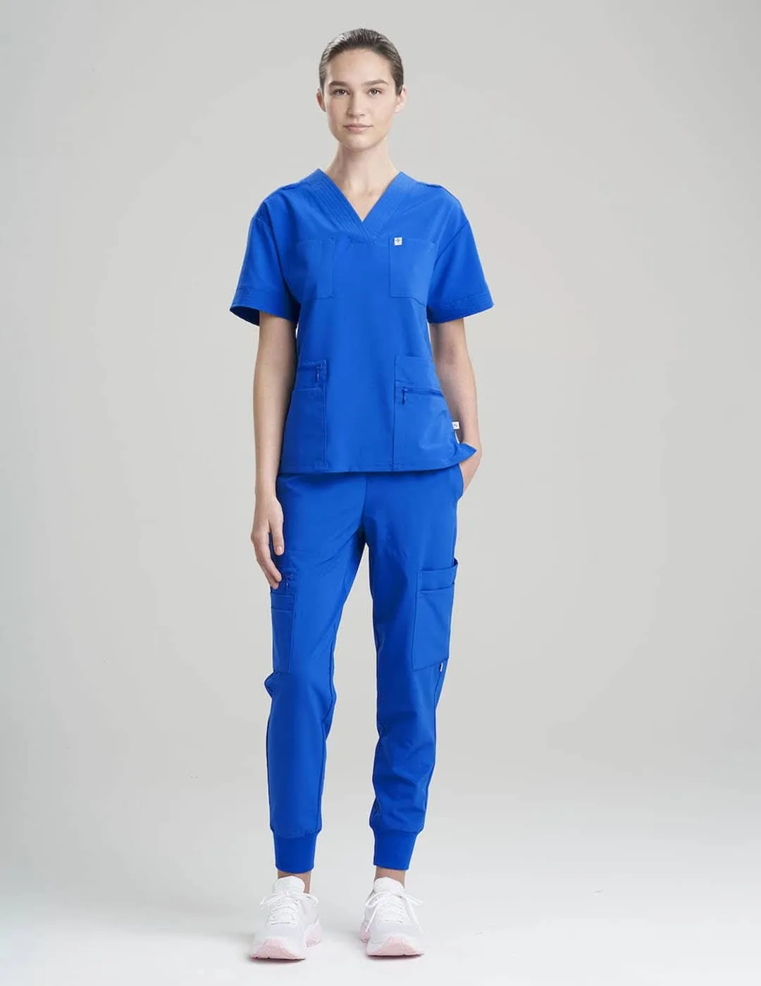 Womens 12-Pocket Scrub Jogger Pants - Royal Blue