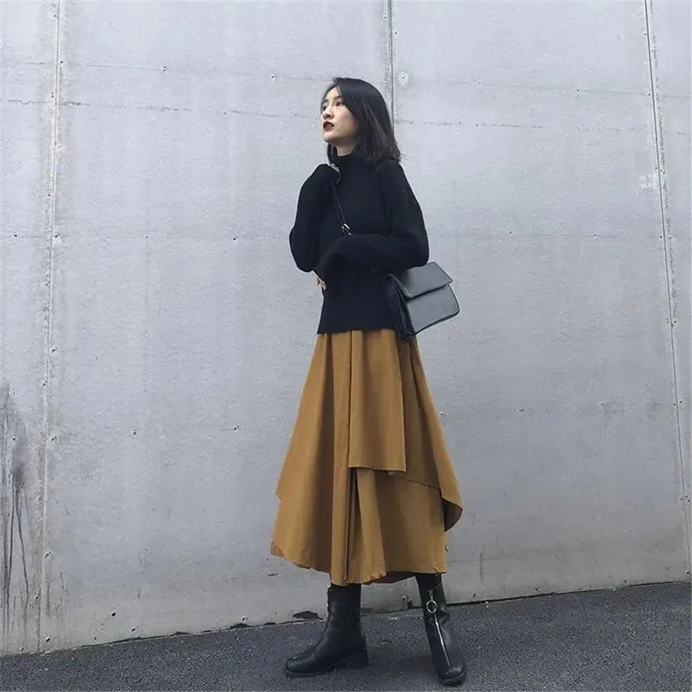 Women's Asymmetrical Layered Fashion Designer Skirts (Midi)