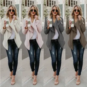 Women's Plush Large Lapel Cardigan