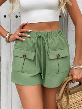 Women's Textured Cargo Shorts with Flap Pockets