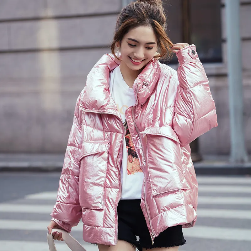 Women's Winter Warm Padded Glossy Loose Parka