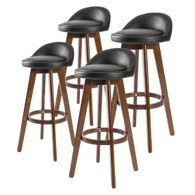 Wooden Bar Stool x 4- 72cm BLACK BROWN