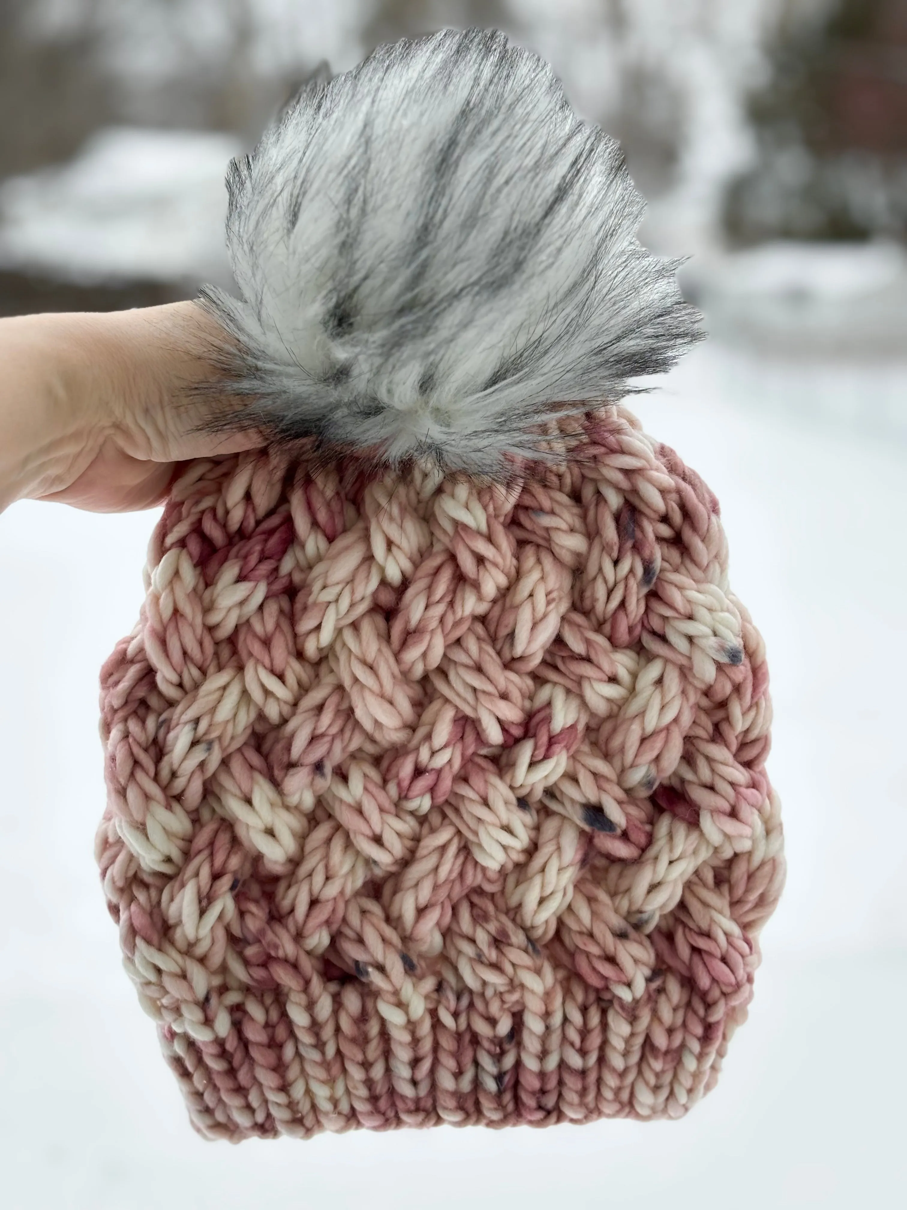 Yukon Slouch | LUXURY Handmade 100% Merino Wool Knit Beanie | Franca Manos del Uruguay | Detachable Faux Fur Pom Pom | ADULT size | Ready To Ship