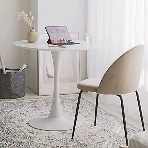 Zunno Small Round Coffee Table for Living Room, Tabletop Mid Century Modern Coffee Tables for Living Room Center Table Living Room Furniture (White)